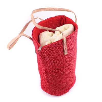 Плажна дамска чанта от рафия Fratelli Mazzanti FM B4369, Червен