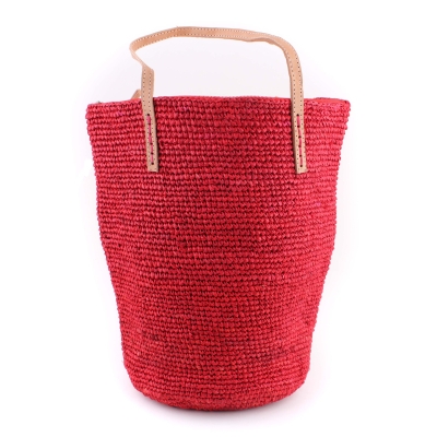 Плажна дамска чанта от рафия Fratelli Mazzanti FM B4369, Червен