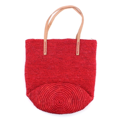 Плажна дамска чанта от рафия Fratelli Mazzanti FM B4369, Червен