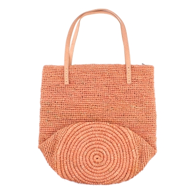 Плажна дамска чанта от рафия Fratelli Mazzanti FM B4369, Сьомга