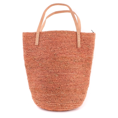 Плажна дамска чанта от рафия Fratelli Mazzanti FM B4369, Сьомга