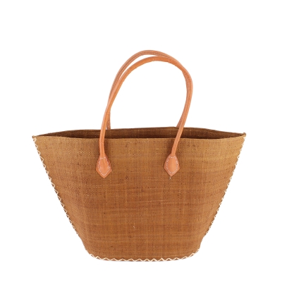 Плажна чанта от рафия Fratelli Mazzanti FM B4370, 50 см, Лешник