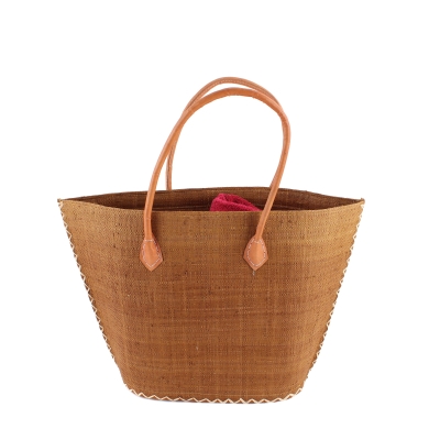 Плажна чанта от рафия Fratelli Mazzanti FM B4370, 50 см, Лешник