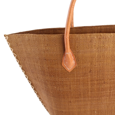 Плажна чанта от рафия Fratelli Mazzanti FM B4370, 50 см, Лешник