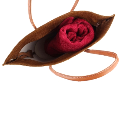 Плажна чанта от рафия Fratelli Mazzanti FM B4370, 50 см, Лешник