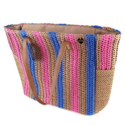 Плажна дамска чанта HatYou BP0297, Цикламен/Син