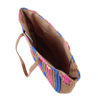 Плажна дамска чанта HatYou BP0297, Цикламен/Син