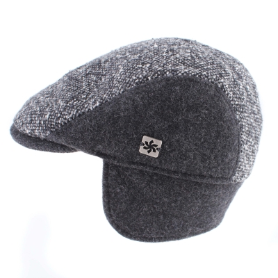 Мъжки вълнен каскет с наушник Granadilla JG5616, Тъмносив меланж
