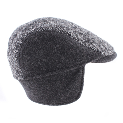 Мъжки вълнен каскет с наушник Granadilla JG5616, Тъмносив меланж