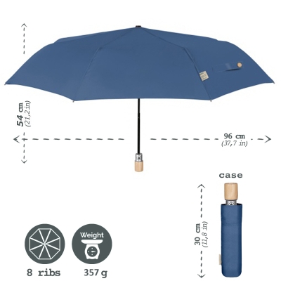 Дамски автоматичен Open-Close чадър Perletti Green 19138, Син