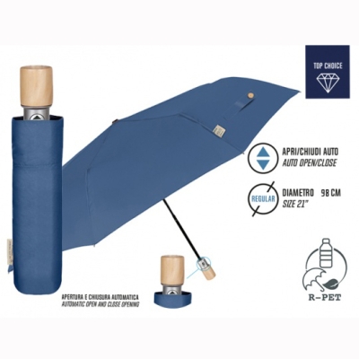 Дамски автоматичен Open-Close чадър Perletti Green 19138, Син