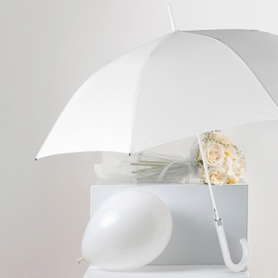 Дамски сватбен автоматичен голф чадър Perletti Time 12065, Бял