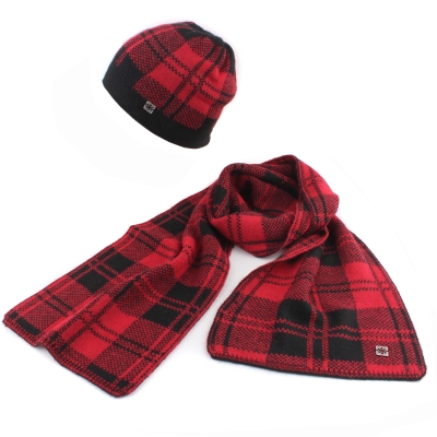 Комплект мъжки шал и шапка  Granadilla  JG5299/JG5300, Червен/Черен