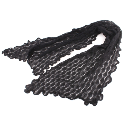 Плетен зимен шал Pulcra Mara, 40x180 см, Черен