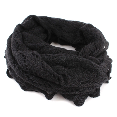 Плетен зимен шал Pulcra Mara, 40x180 см, Черен