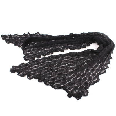 Плетен зимен шал Pulcra Mara, 40x180 см, Черен