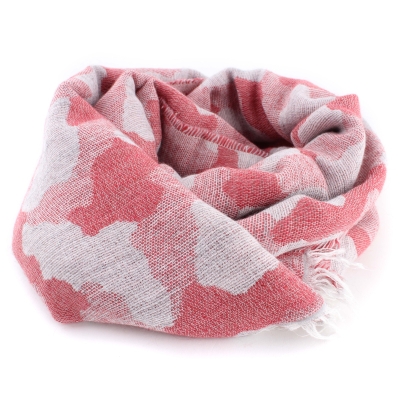 Дамски зимен шал Pulcra Umberto, 58х190 см, Розов/Камуфлаж