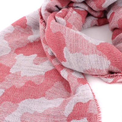 Дамски зимен шал Pulcra Umberto, 58х190 см, Розов/Камуфлаж