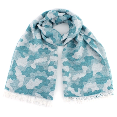 Дамски зимен шал Pulcra Umberto, 58х190 см, Тюркоаз/Камуфлаж