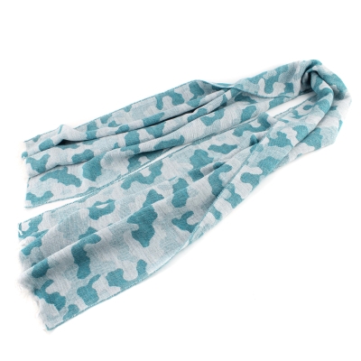 Дамски зимен шал Pulcra Umberto, 58х190 см, Тюркоаз/Камуфлаж