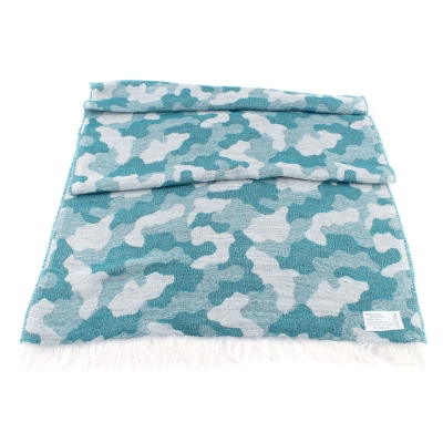 Дамски зимен шал Pulcra Umberto, 58х190 см, Тюркоаз/Камуфлаж