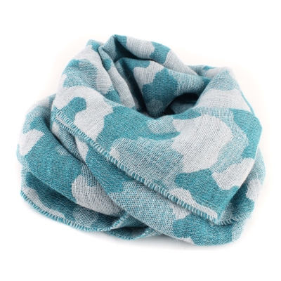 Дамски зимен шал Pulcra Umberto, 58х190 см, Тюркоаз/Камуфлаж