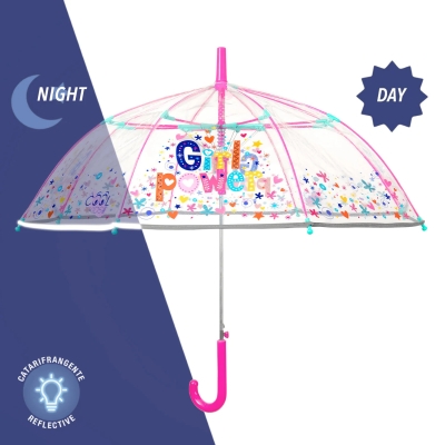 Kid's umbrella Perletti CoolKids Girl Power 15608, Transparent