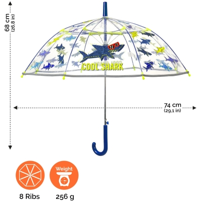 Kid's umbrella Perletti CoolKids Cool Shark 15609, Transparent