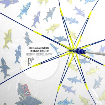 Kid's umbrella Perletti CoolKids Cool Shark 15609, Transparent