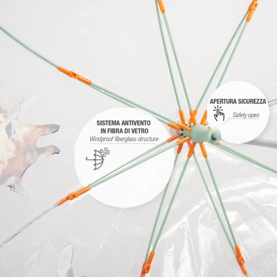 Kids' manual  umbrella Perletti CoolKids Safari 15619, Transparent