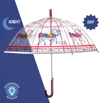 Kids' umbrella Perletti CoolKids Carousel 15629, Transparent