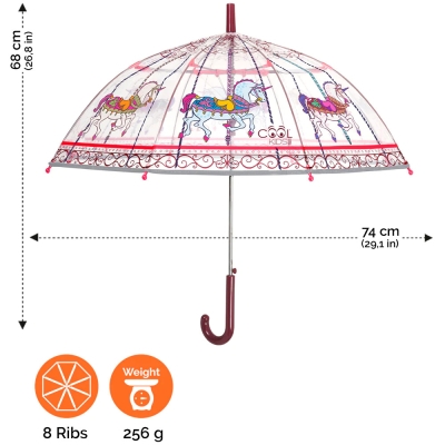 Kids' umbrella Perletti CoolKids Carousel 15629, Transparent