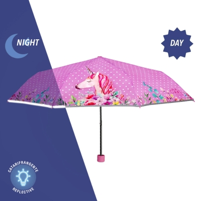 Kids' folding umbrella Perletti CoolKids Unicorn 15624, Purple