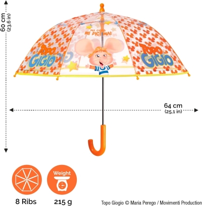 Кids' Transparent Umbrella Perletti Topo Gigio 75050 