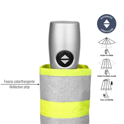 Автоматичен светлоотразителен Open-Close чадър Perletti Technology 21739, Жълт