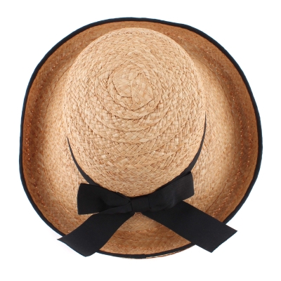  Ladies' Wide Brim Raffia Hat Fratelli Mazzanti FM 8755, Natural/Black
