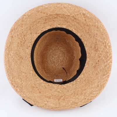  Ladies' Wide Brim Raffia Hat Fratelli Mazzanti FM 8755, Natural/Black