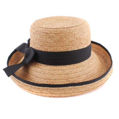  Ladies' Wide Brim Raffia Hat Fratelli Mazzanti FM 8755, Natural/Black