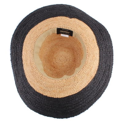  Ladies' Wide Brim Raffia Hat Fratelli Mazzanti FM 8135, Natural/Black