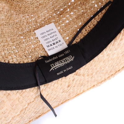 Raffia Fedora Summer Hat Fratelli Mazzanti FM 8681, Natural/Blue Ribbon