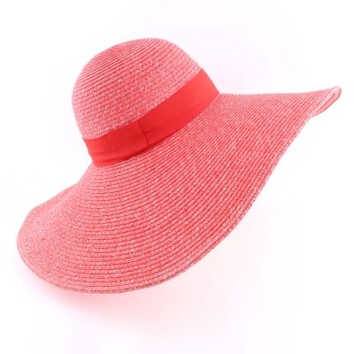 Extra Wide Brim Summer Hat Fratelli Mazzanti FM7296, Coral