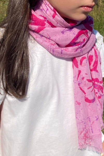 Детски памучен шал HatYou SE0661, 50х160 см, Розов