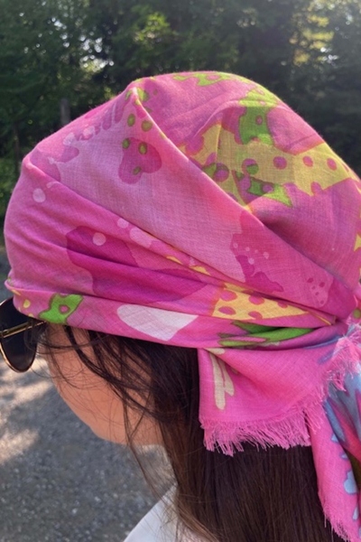 Детски квадратен памучен шал MESS SE0497, 80х80 см, Розов