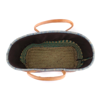 Плажна кошница от рафия Fratelli Mazzanti FM B4374, 41 см, Тюркоаз/Оранжев