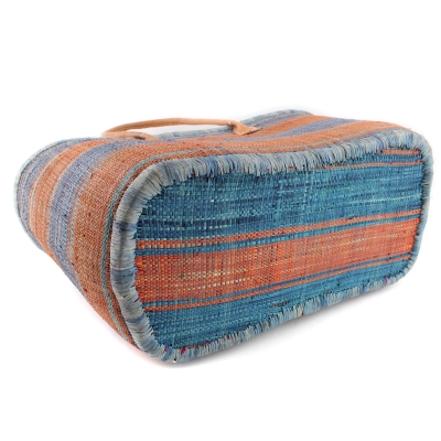 Плажна кошница от рафия Fratelli Mazzanti FM B4374, 41 см, Тюркоаз/Оранжев