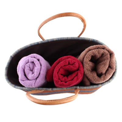 Плажна кошница от рафия Fratelli Mazzanti FM B4374, 41 см, Тюркоаз/Оранжев