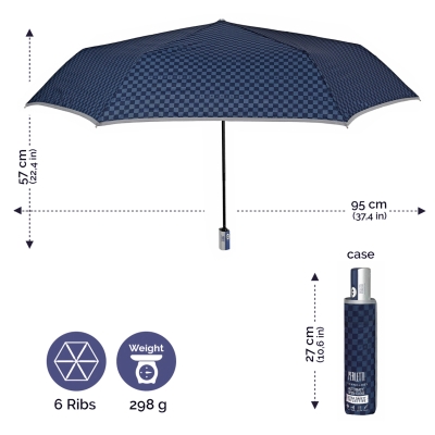 Umbrelă plată automată Open-Close Perletti Technology 21785, Albastru