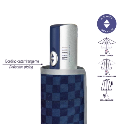 Umbrelă plată automată Open-Close Perletti Technology 21785, Albastru