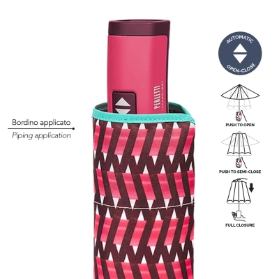 Дамски автоматичен Open-Close чадър Perletti Technology 21778, Розов