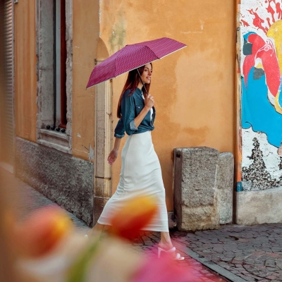 Дамски автоматичен Open-Close чадър Perletti Technology 21778, Розов